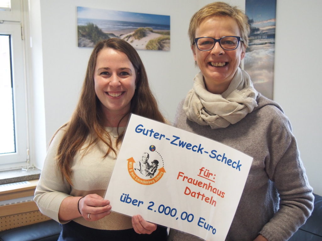 Willi und Heti Schreckenberg Stiftung verdoppelt geplante Spendensumme auf 4.000 Euro für das Frauenhaus Datteln